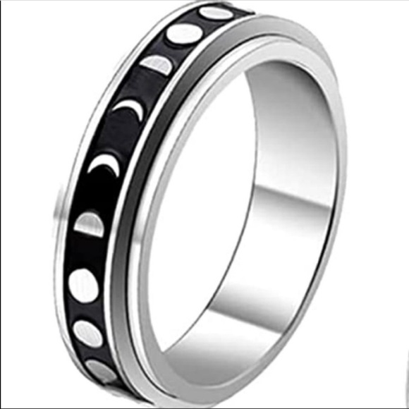 🦋3/$30🦋stainless steel moon phase celestial fidget spinner ring size 9 - Picture 3 of 8